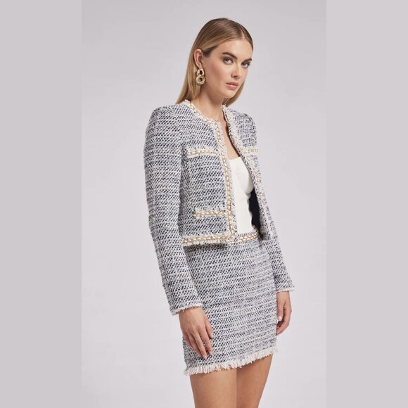 NEW Generation Love Sizes M, XL Women's Serena Tweed Jacket - White Indigo - Picture 5 of 5